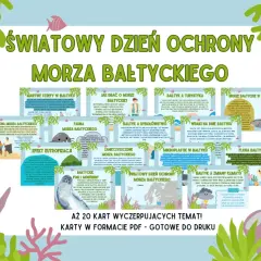 Światowy dzień ochrony Bałtyku. Infografika przedstawia problemy i piękno Bałtyku, od martwych stref po turystykę i kulturę.